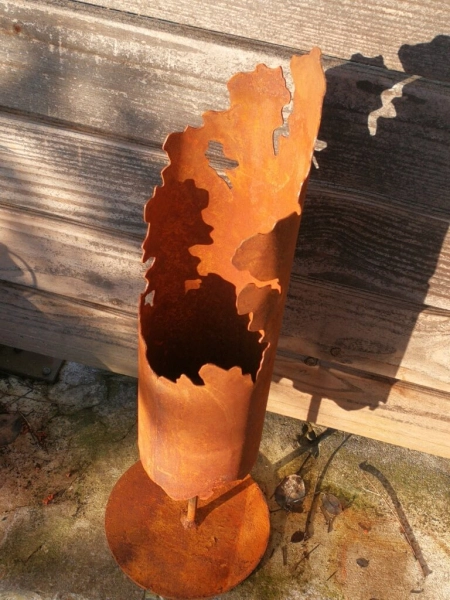 Edelrost Windlicht Fackel Kreta, auf Sockel