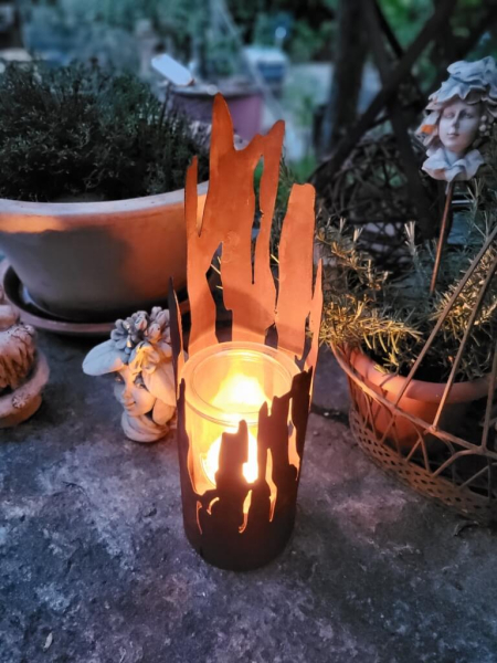Edelrost Windlicht Fackel Treibholz 43 cm bis 55 cm