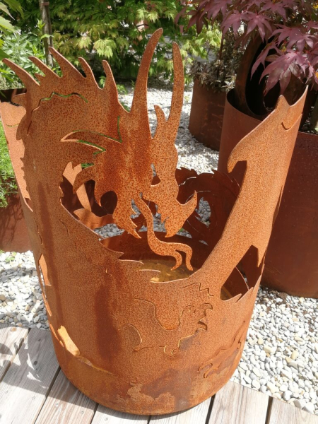 Edelrost Feuerschale Drache