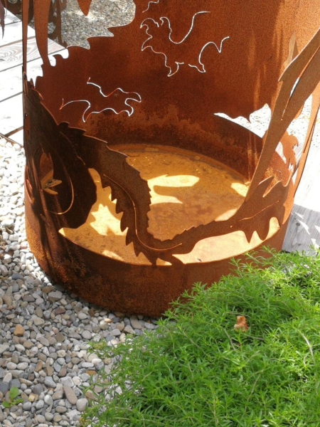 Edelrost Feuerschale Drache