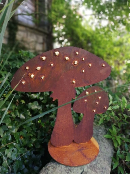 Edelrost 2er-Pilze mit Goldpunkten