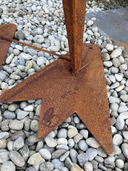 Edelrost Frosch mit Saxophon