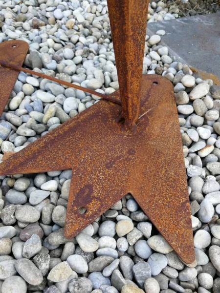 Edelrost Frosch mit Saxophon