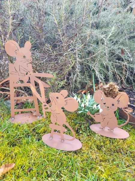 Edelrost Maus auf Leiter, zum Stellen
