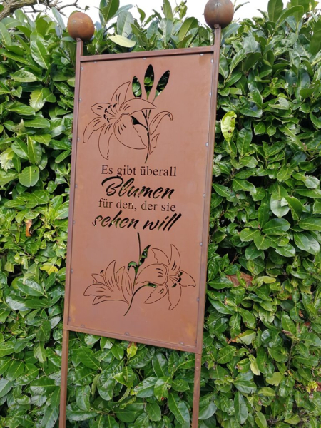 Edelrost Gartenschild Blumen, Lilie