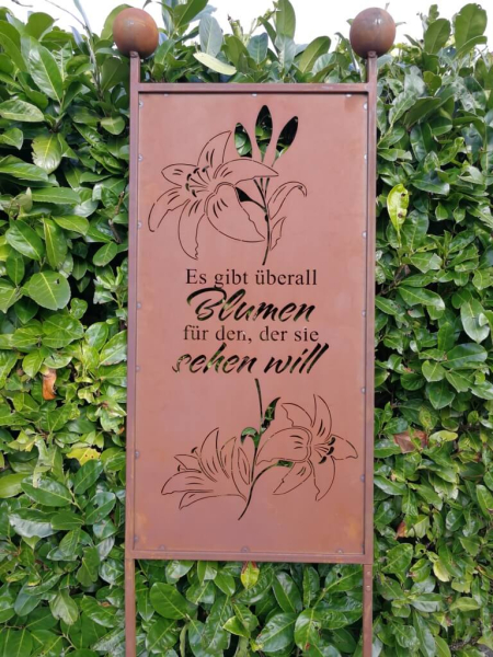 Edelrost Gartenschild Blumen, Lilie
