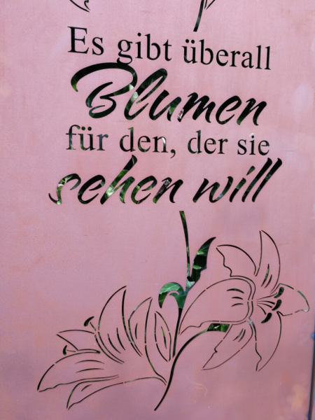 Edelrost Gartenschild Blumen, Lilie