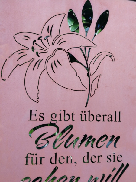 Edelrost Gartenschild Blumen, Lilie