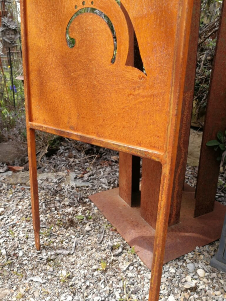 Edelrost Gartenschild Kronen mit Rahmen