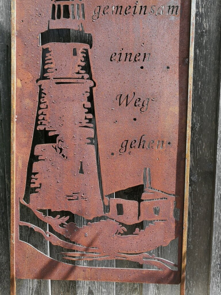 Edelrost Gartenschild Leuchtturm