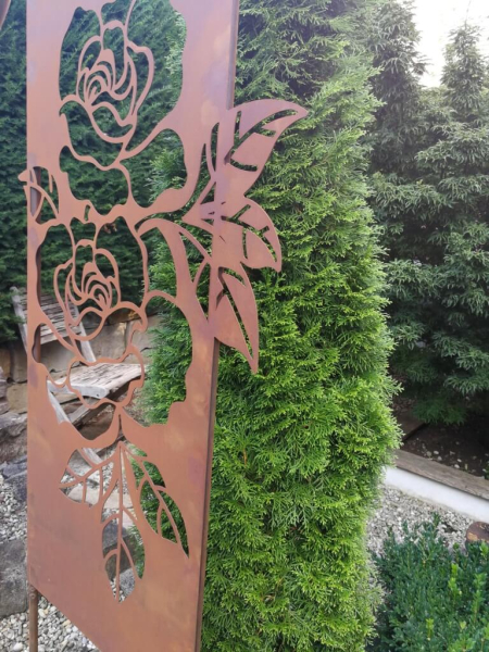 Edelrost Gartenschild Rose, zweiteilig