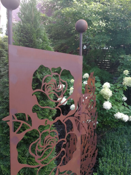 Edelrost Gartenschild Rose, zweiteilig