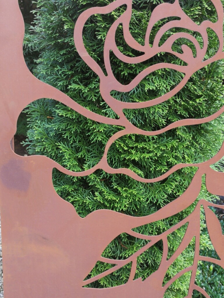 Edelrost Gartenschild Rose, zweiteilig