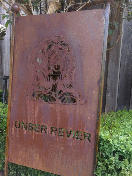 Edelrost Gartenschild Tibet Terrier Unser Revier