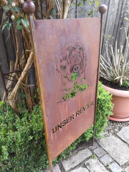 Edelrost Gartenschild Tibet Terrier Unser Revier