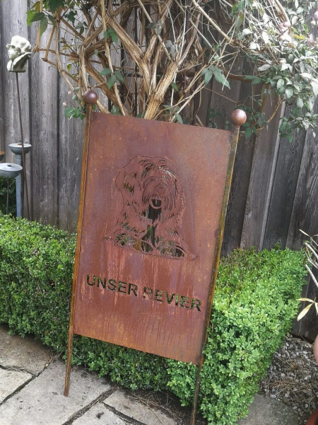 Edelrost Gartenschild Tibet Terrier Unser Revier