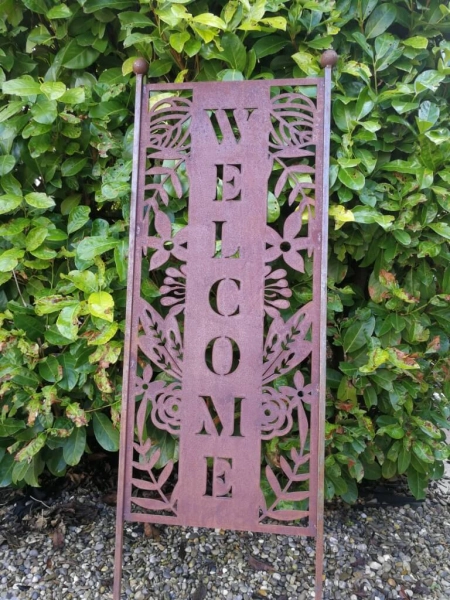 Edelrost Gartenschild Welcome