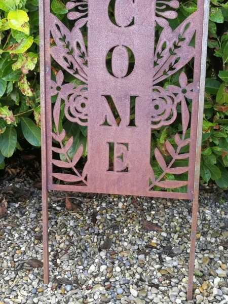 Edelrost Gartenschild Welcome