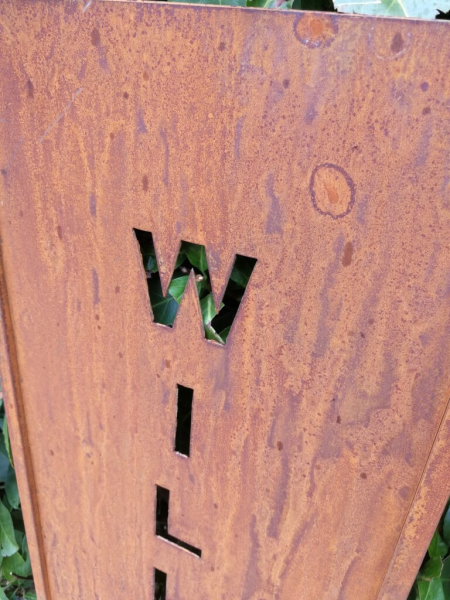 Edelrost Gartenschild Willkommen