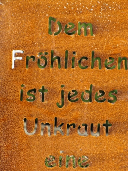 Edelrost Gartenschild Unkraut - Blume