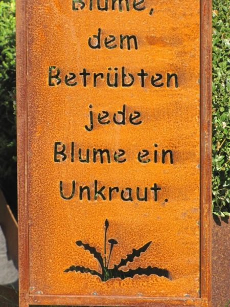 Edelrost Gartenschild Unkraut - Blume