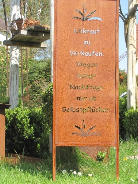 Edelrost Gartenschild Unkraut zu Verkaufen