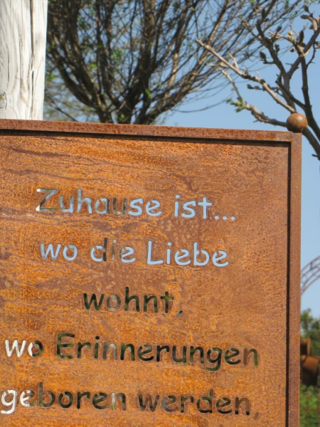 Edelrost Gartenschild Zuhause, 120 cm