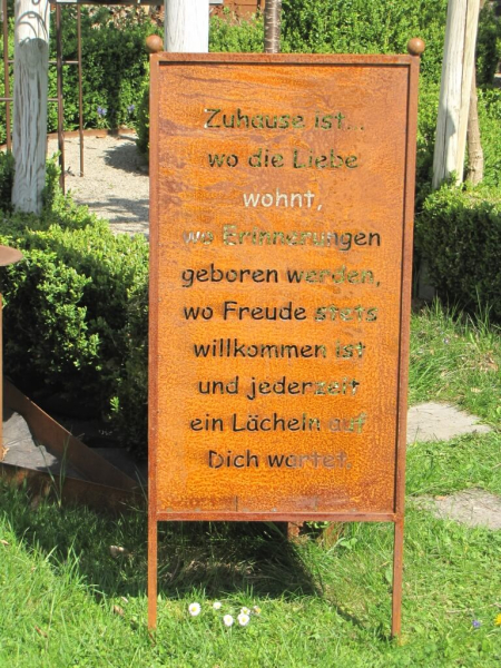 Edelrost Gartenschild Zuhause, 120 cm