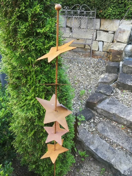 Edelrost Gartenstecker, mehrere Sterne