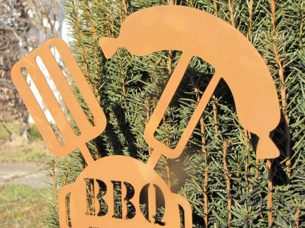 Edelrost Gartenstecker BBQ Time mit Bierhalter
