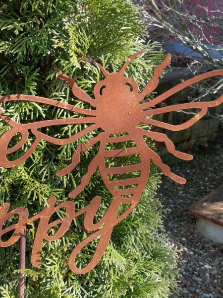 Edelrost Gartenstecker Bee Happy