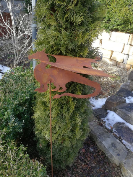 Edelrost Gartenstecker Drache Sauron