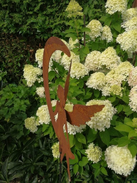 Edelrost Gartenstecker Engel im Mond, 30 cm