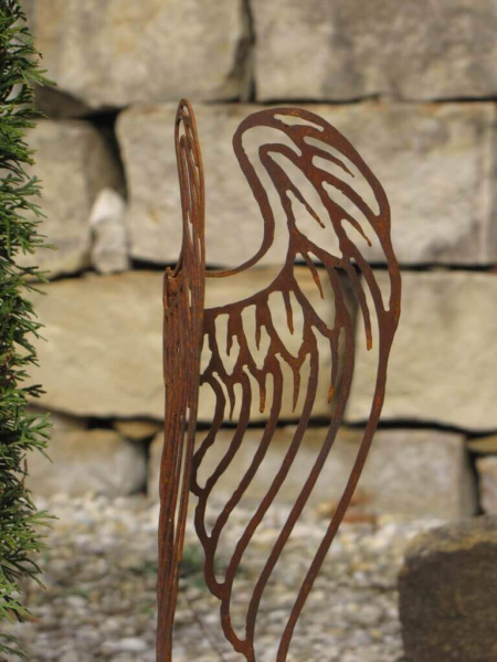 Edelrost Gartenstecker Engelsflügel filigran
