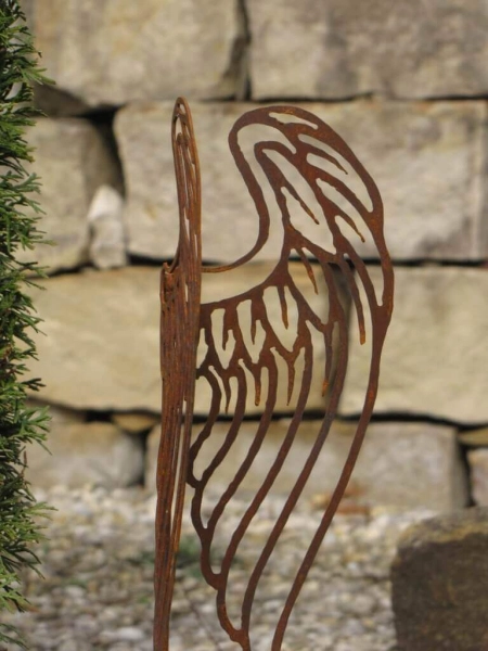 Edelrost Gartenstecker Engelsflügel filigran