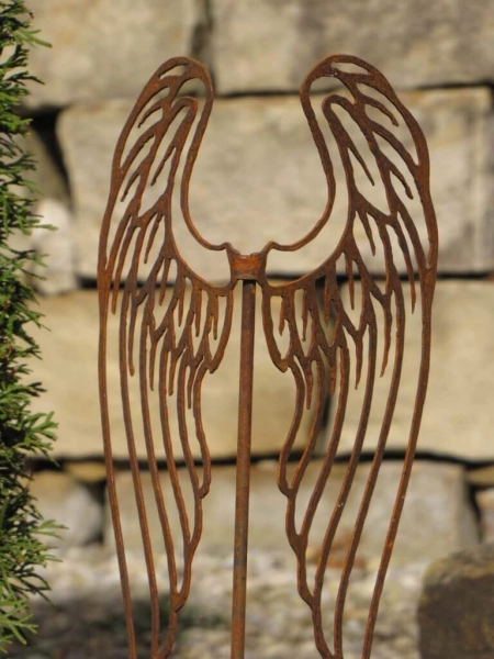 Edelrost Gartenstecker Engelsflügel filigran