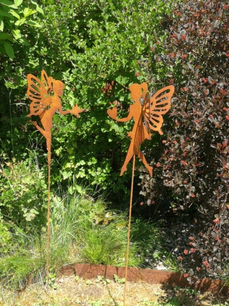 Gartenstecker Fee mit Vogel, groß