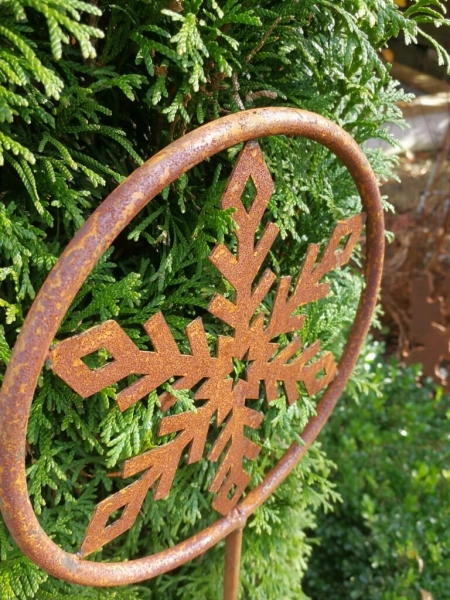 Edelrost Gartenstecker Schneeflocke Jul, dick