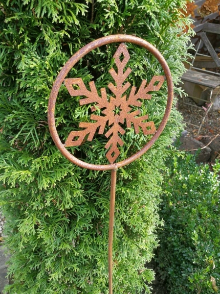 Edelrost Gartenstecker Schneeflocke Jul, dick