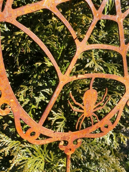 Edelrost Gartenstecker Halloween Spinne