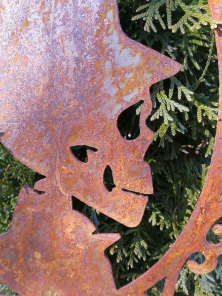 Edelrost Gartenstecker Halloween Totenkopf, männlich