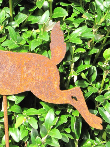 Edelrost Gartenstecker Hirsch springend