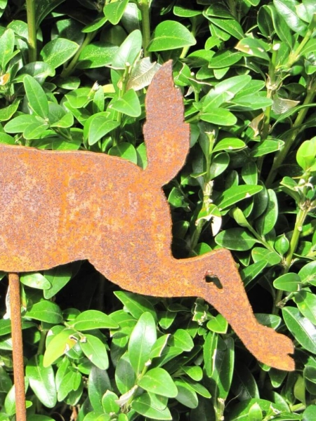 Edelrost Gartenstecker Hirsch springend