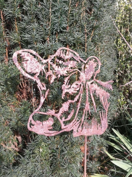 Edelrost Gartenstecker Kuhkopf