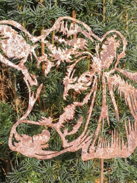 Edelrost Gartenstecker Kuhkopf