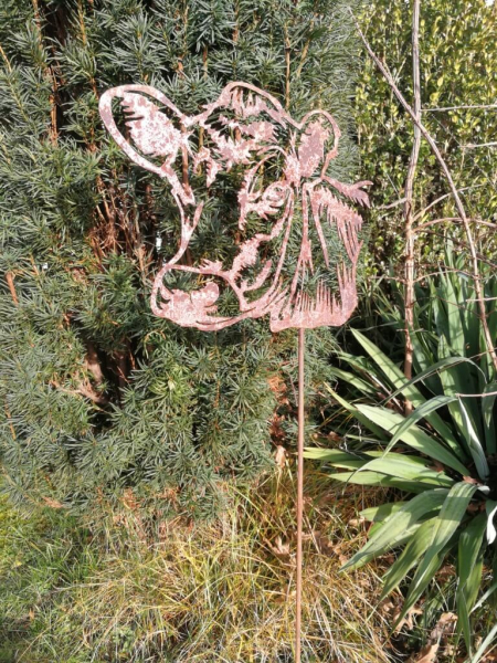 Edelrost Gartenstecker Kuhkopf