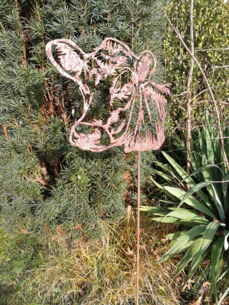 Edelrost Gartenstecker Kuhkopf