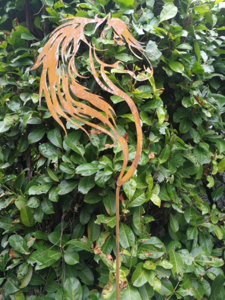 Edelrost Gartenstecker Pferdekopf, filigran