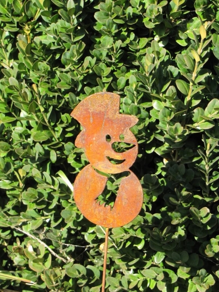 Edelrost Gartenstecker Schneemann