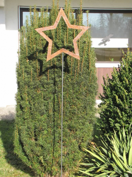 Edelrost Gartenstecker Stern offen 180 x 40 cm